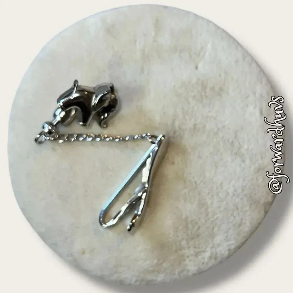Hickok Elephant Silver Tone Tie Tack - Clip and Pin